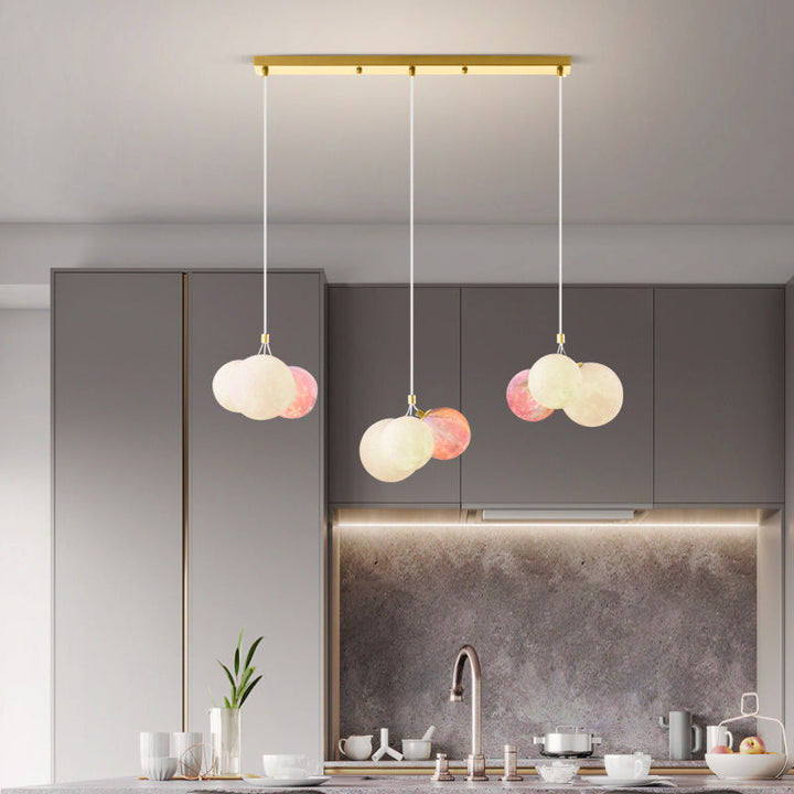 Lustre à 9 lumières en fer créatif moderne en forme de lune 