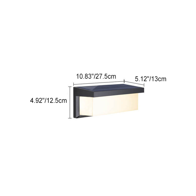 Lámpara Apliqué de Pared Exterior Moderna Minimalista Solar Rectangular PC LED Para Patio Exterior 