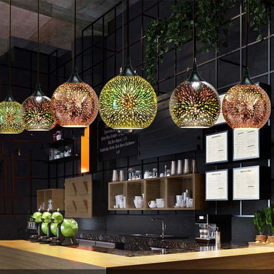 Modern Creative 3D Colorful Fireworks Glass Dome 2/3 Light Island Light Chandelier