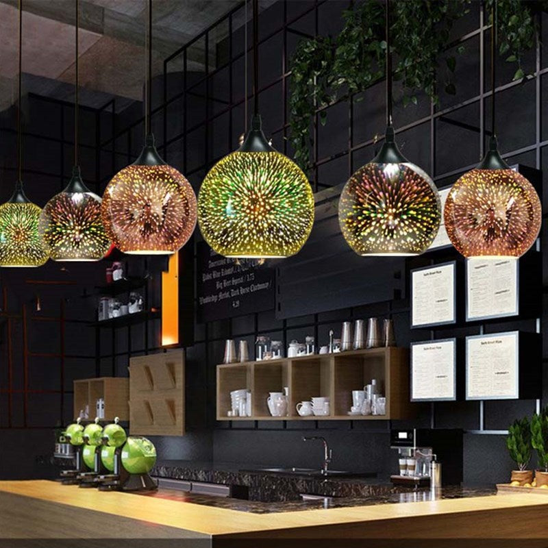 Modern Creative 3D Colorful Fireworks Glass Dome 2/3 Light Island Light Chandelier