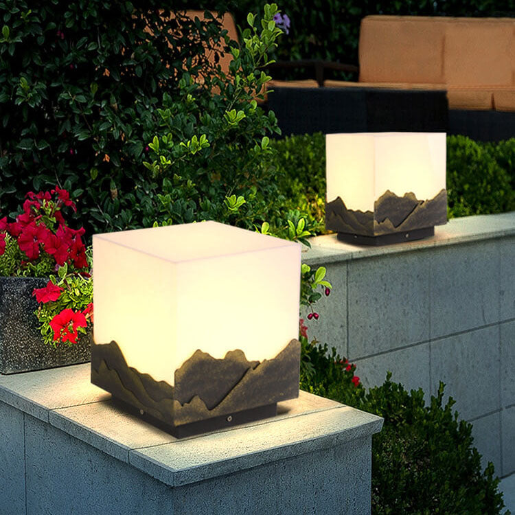 Modern Chinese Solar Square Landscape Outdoor Waterproof Post Head Landscape Light