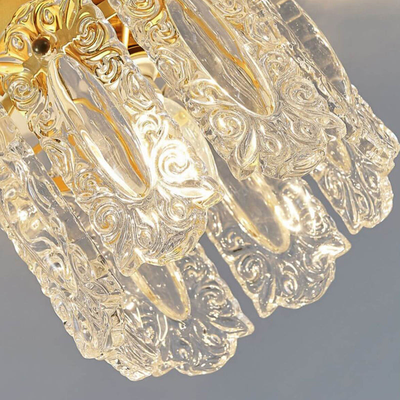 Modernes, helles, luxuriöses Design aus geschnitztem Glas, 1-Licht-Halbbündig-Einbauleuchte 