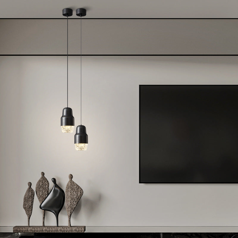 Modern Light Luxury Cylindrical Copper Acrylic LED Pendant Light