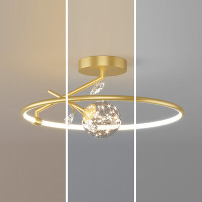 Modern Art Deco Iron Geometrical Ring Star LED Pendant Light For Living Room