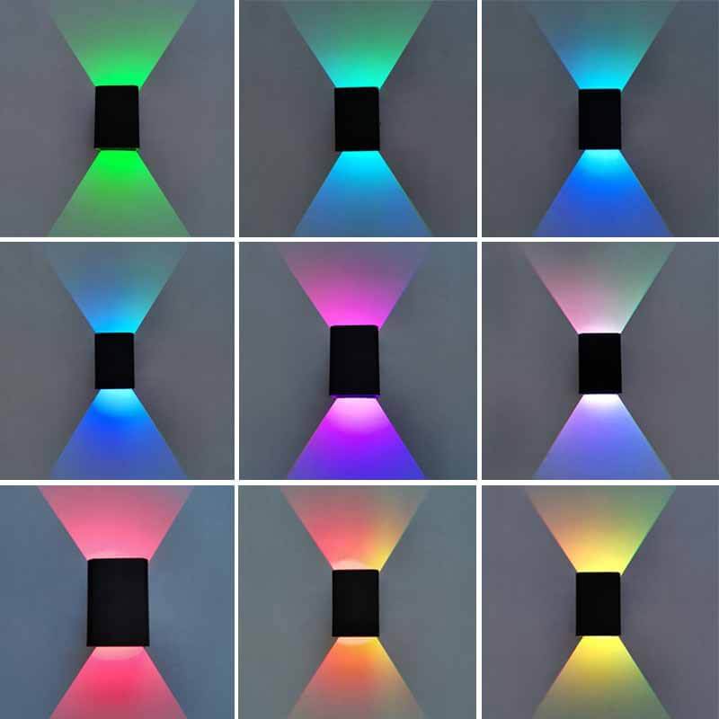 Modern Square Aluminum LED RGB Wall Sconce Lamp