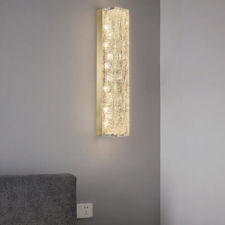 Applique murale LED rectangulaire en laiton moderne et résine transparente 