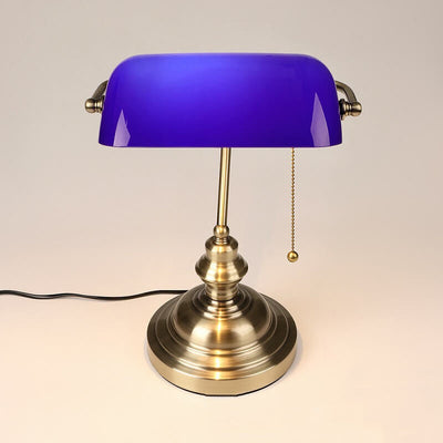 Retro-Tischlampe mit 1-Licht-Reißverschluss aus farbigem Glas mit Metallsockel 