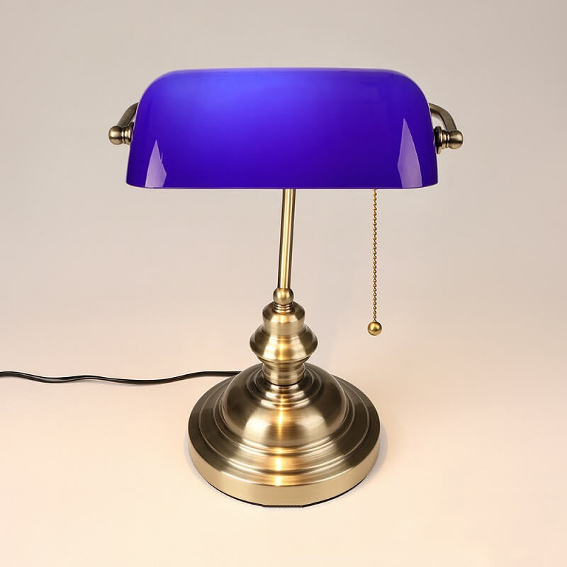 Retro-Tischlampe mit 1-Licht-Reißverschluss aus farbigem Glas mit Metallsockel 