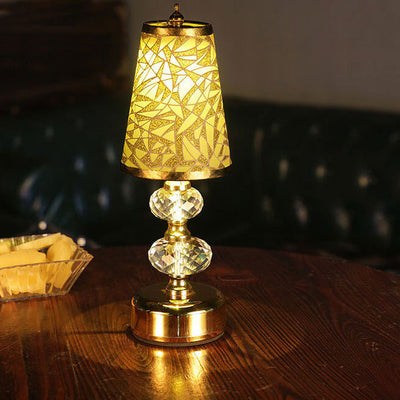 Retro Luxury Fabric Crystal Base LED Table Lamp