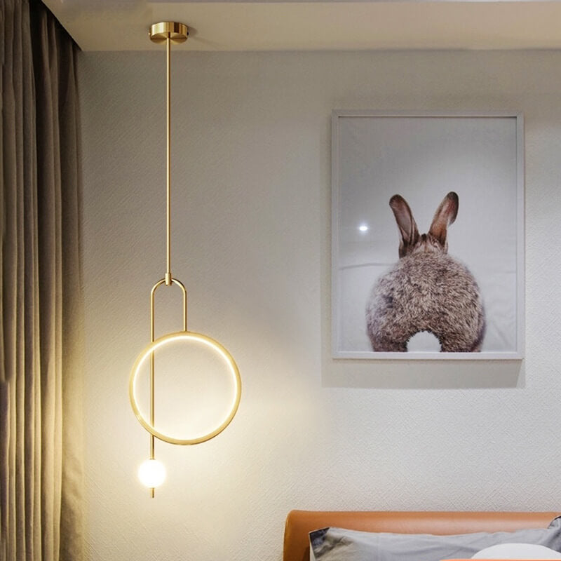 European Minimalist Light Luxury Circular Hardware Acrylic LED Chandelier