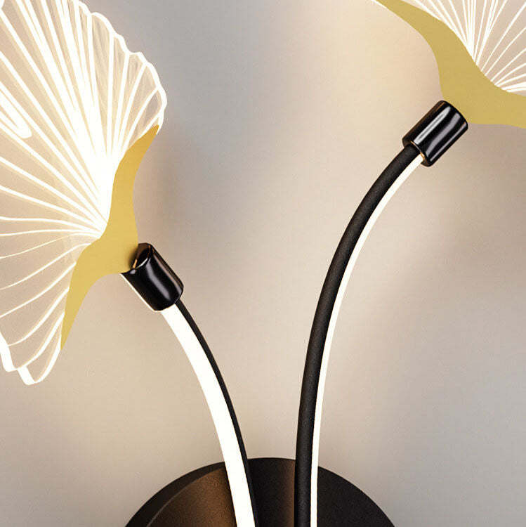 Moderne Minimalistische Eisen Ginkgo Blatt Acryl Lampenschirm LED Wandleuchte 