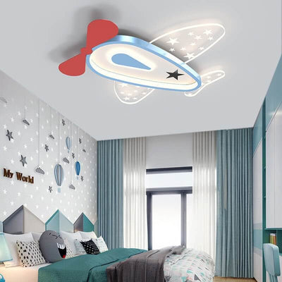 Cartoon Creative Aircraft Iron Acrylic Kids LED Flush Mount Ceiling Light