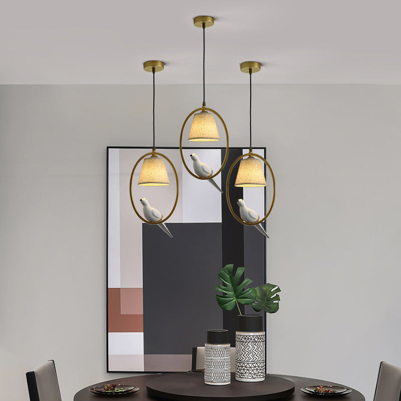 Nordic Minimalist Bird Fabric Circle 1/3 Light Island Light Chandelier