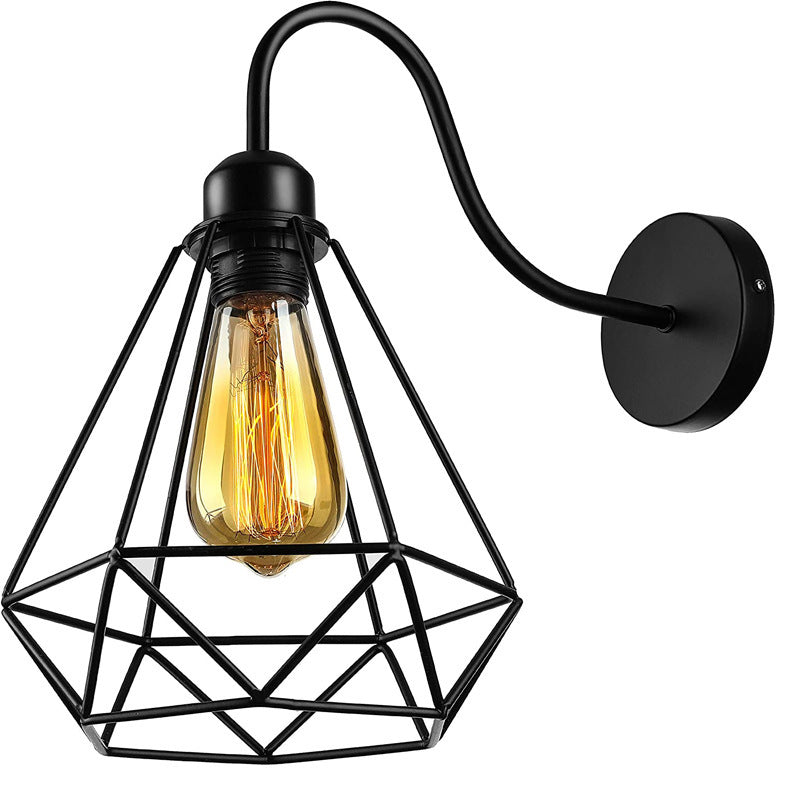 Retro Industrial Iron Cage 1-Light Wall Sconce Lamp