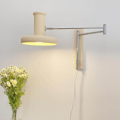 Nordic Minimalist  Beige Swing Arm 1-Light Wall Sconce Lamp