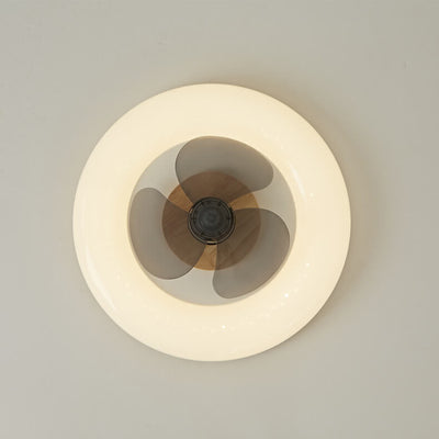 Nordic Log Simple Circular Design LED Flush Mount Ceiling Fan Light