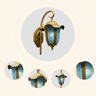 Bohemian Moroccan Blue Iron 1-Light Bent Arm Wall Sconce Lamp