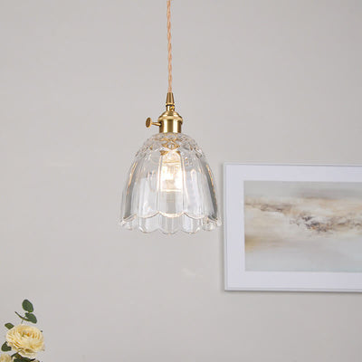 Nordic Simple Transparent Glass Lampshade Brass 1-Light Pendant Light