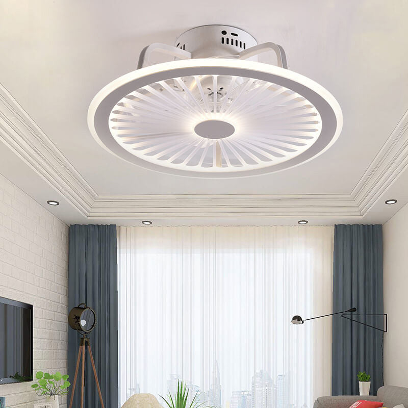 Simple Round Slim ABS LED Flush Mount Ceiling Fan Light