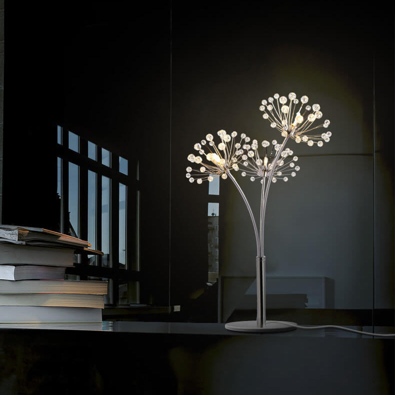 Nordic Creative Dandelion Crystal Bead Iron  3-Light Table Lamp