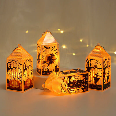 Petite lanterne Portable citrouille d'halloween, squelette de sorcière, décorations d'ambiance, lumières 