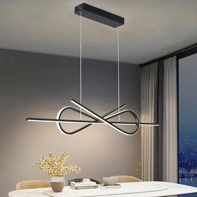 Modern Light Luxury Bow Line Design Island Light LED Chandelier