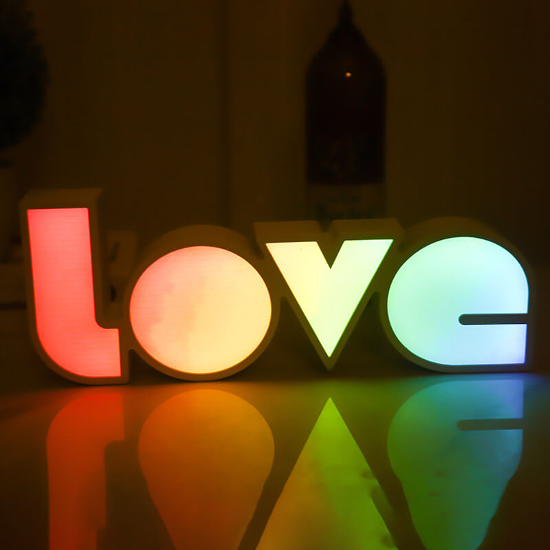 Lámpara de mesa de luz nocturna de decoración LED de cartas de amor creativas para bodas y San Valentín 