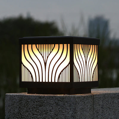 Modern Solar Patterned Stainless Steel Square Courtyard LED Path Lamp