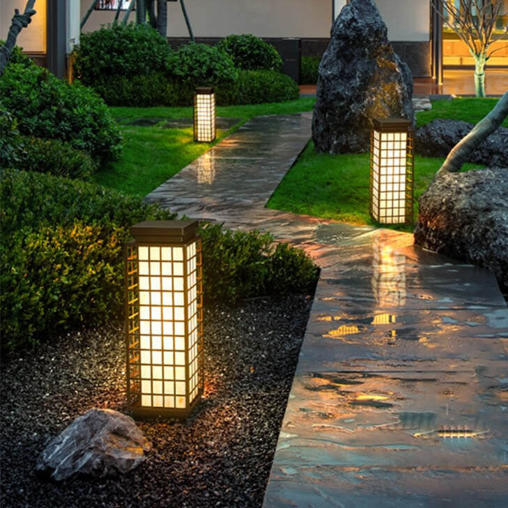 Moderne chinesische quadratische Säule im Freien wasserdichte Terrasse 1-Licht-Landschaftslicht