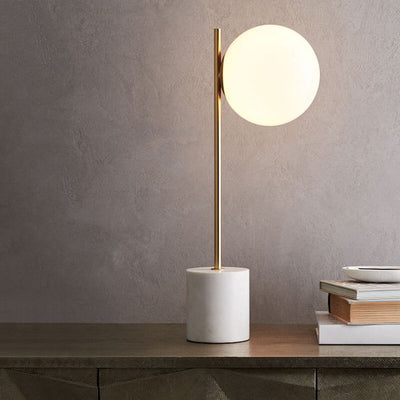 Nordic Minimalist Frosted Glass Ball Marble Base 1-Light Table Lamp