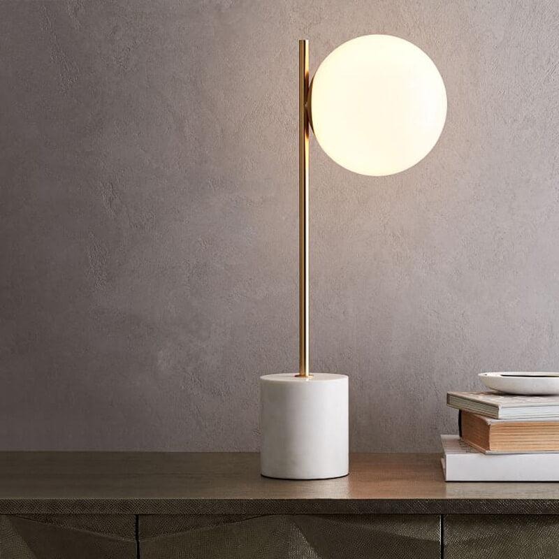 Nordischer minimalistischer Tischlampe mit einem gefrosteten Glaskugel und Marmorsockel, 1 Licht 