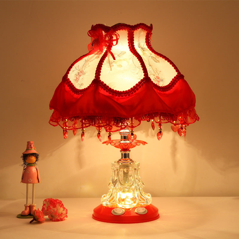 Lampe de table 1 lumière en verre avec tissu de style européen pour mariage 