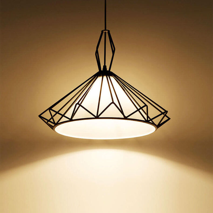 Cadre en fer noir pur minimaliste nordique PVC Suspension à 1 lumière 