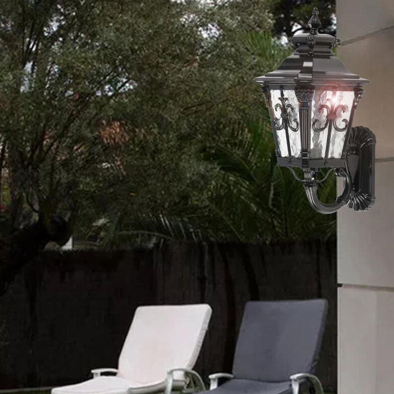 Europe Retro Black Die-Cast Aluminum Glass Outdoor Indoor 1-Light Wall Sconce Lamp
