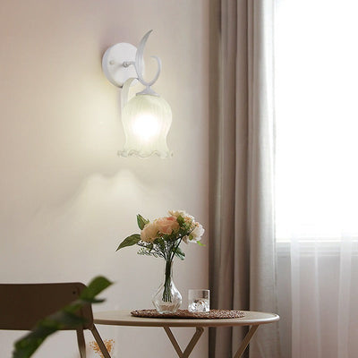 Modern Simplicity Flower Iron Glass 1-Light Wall Sconce Lamp For Bedroom