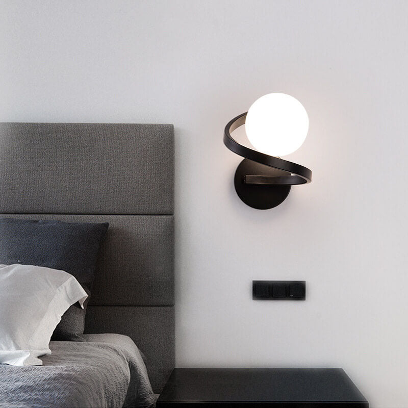 Modern Iron Curved Minimalist 1-Light Wall Sconce Lamp