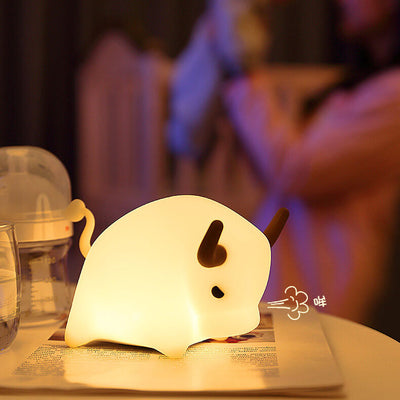 Kreative Silikon Bulls LED USB weiches Licht Nachtlicht Tischlampe 