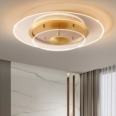 Modern Light Luxury Round Acrylic Gold LED Flush Mount Ceiling Light