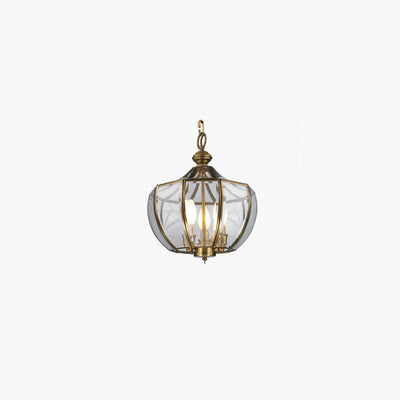 European Luxury Brass Glass Cage 3-Light Chandelier
