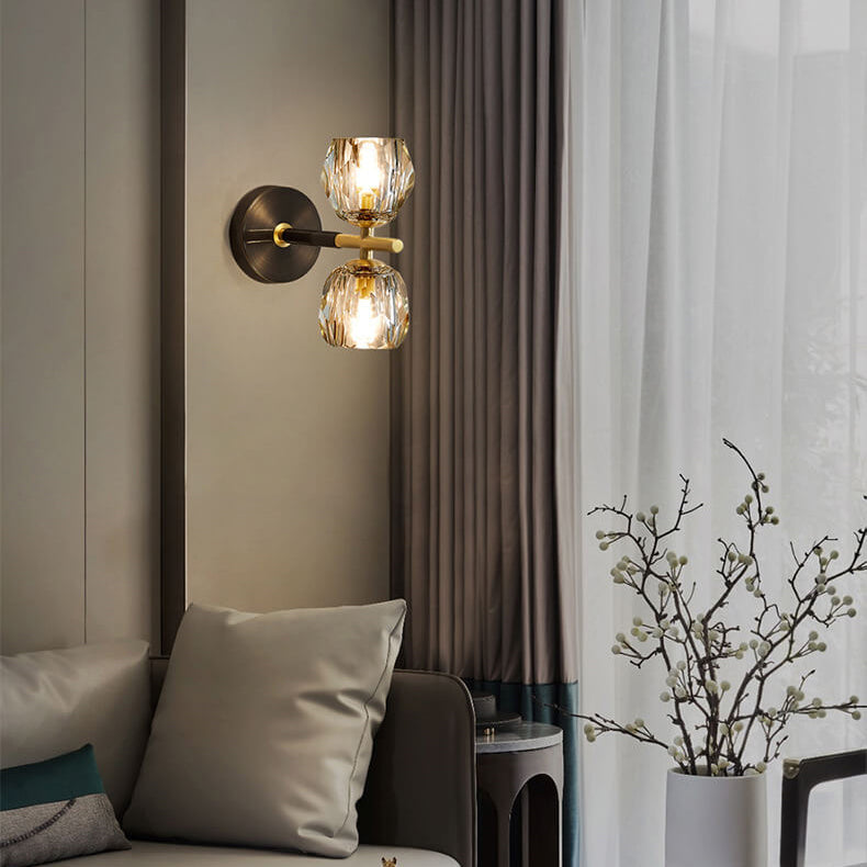 Toda la lámpara de aplique de pared de lujo de cristal de cobre de 1/2 luces 