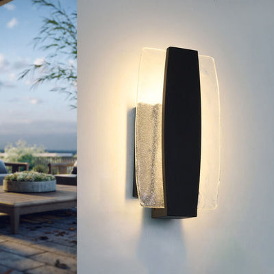 Applique murale LED en verre et aluminium rectangulaire minimaliste moderne pour patio extérieur 