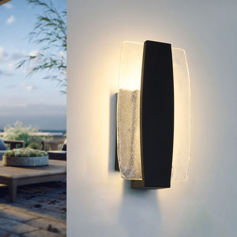 Applique murale LED en verre et aluminium rectangulaire minimaliste moderne pour patio extérieur 