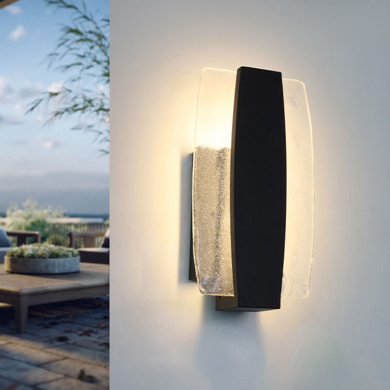 Modern Minimalist Rectangle Aluminum Glass LED Wall Sconce Lamp For Outdoor Patio