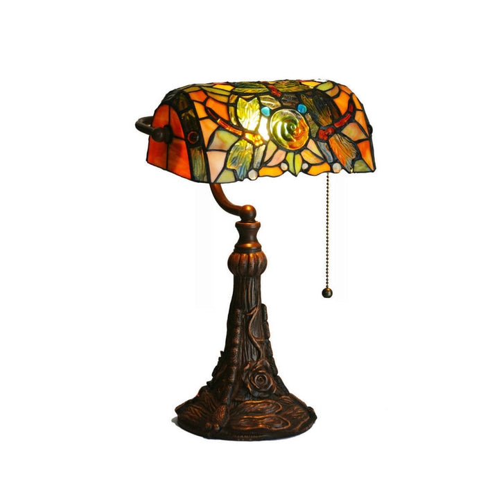 Tiffany Libelle Rose Glas 1-Licht Tischlampe 