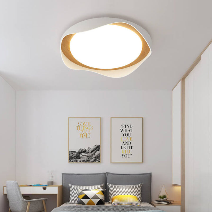 Modern Creative Round Ripple Pure White Iron Acrylic LED Flush Mount Light