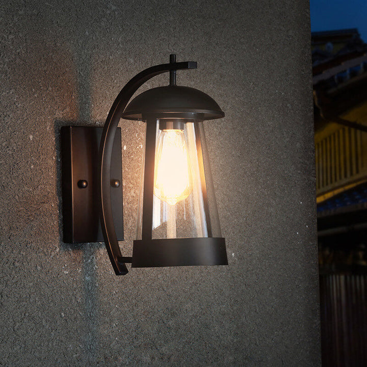 Lámpara de Aplique de Pared Exterior de 1 Luz Curvada Estilo Chino Nuevo e Impermeable 