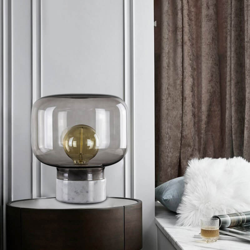 Nordic Minimalist Light Luxury Marble Clear Glass 1-Light Table Lamp