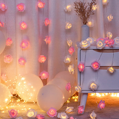 Modern Creative Rose Holiday Decoration PV Bubble Mu LED String Lights