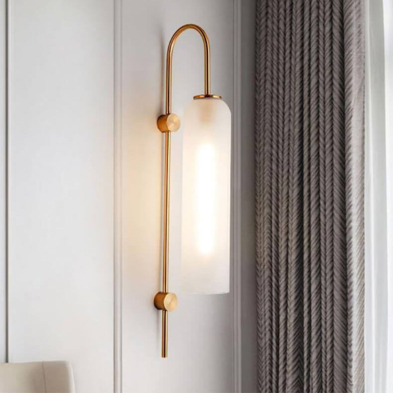 Nordic Luxury Glass Column Bent Arm 1-Light Wall Sconce Lamp