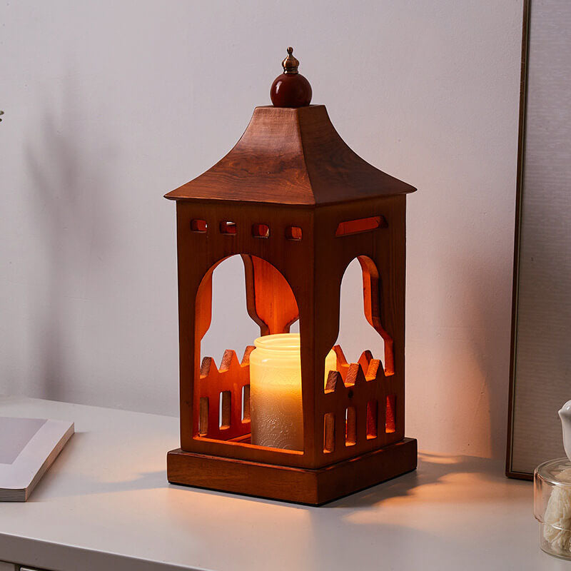 Lampe de Table à Cire Fondue 1 Lumière Cabine en Noyer Vintage 
